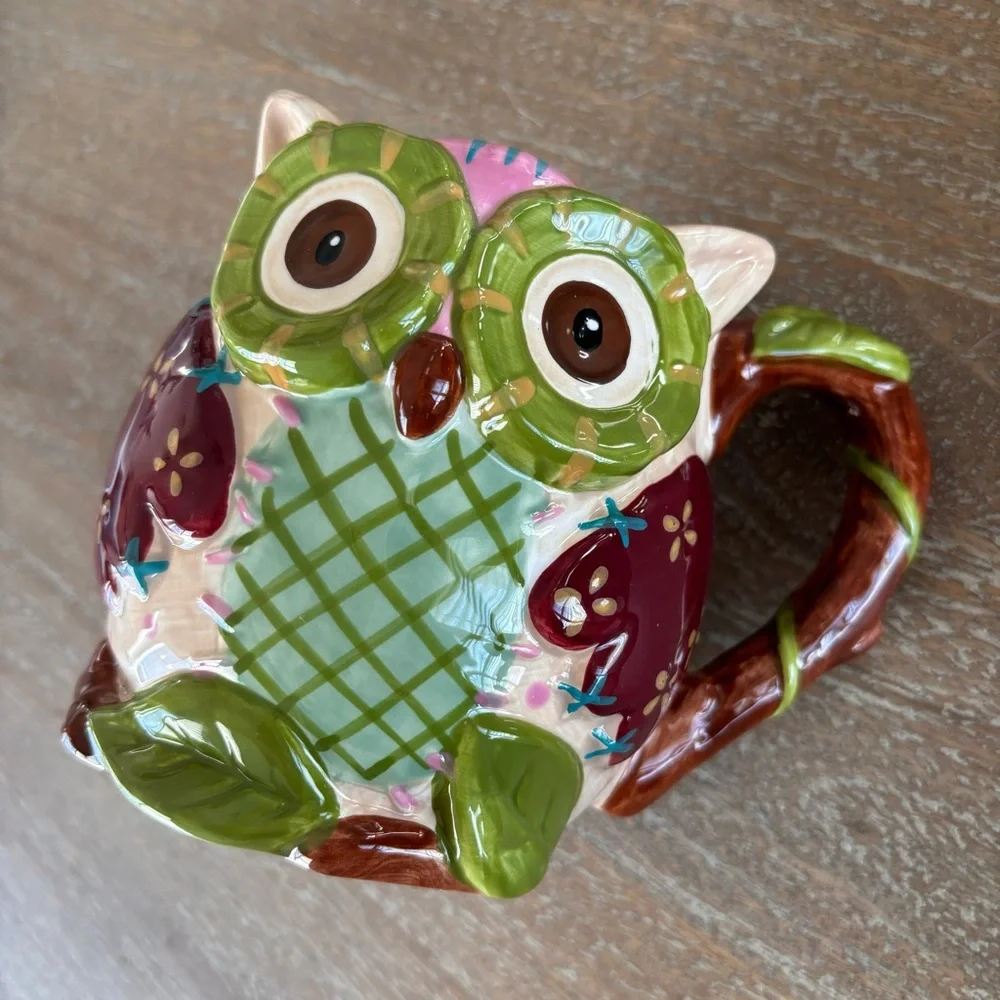 Pier 1 Imports Olli The Owl Ceramic Mug Large Painted 16 oz.